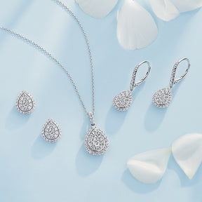 Everlasting 0.50ct TW Lab Grown Diamond Pear Cut Double Halo Earrings in 9ct White Gold