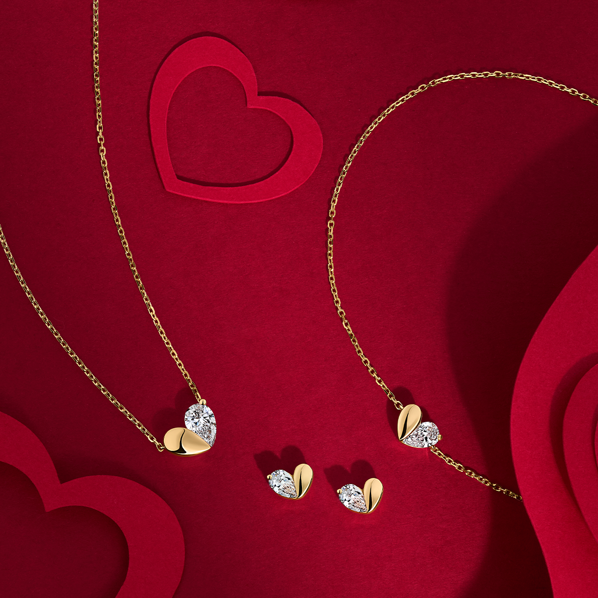 0.25ct TW Lab-Grown Diamond Heart Necklace in 9ct Yellow Gold