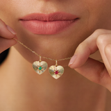 Created Ruby Heart Starburst Pendant in 9ct Yellow Gold