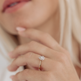 I Will® Round Brilliant Cut Diamond Pear Shape Halo Promise Ring in 9ct Yellow & White Gold