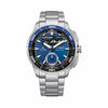 Citizen Promaster Analogue Digital 42mm Men's Watch JV3006-50L - The blue sunray dial pairs analog hands with a high-definition MIP digital display showing tide graph, moon phase, and race timer functions. A blue-and-black unidirectional rotating bezel surrounds the dial.