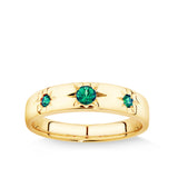 Created Emerald Star Set Band in 9ct Yellow Gold