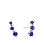 0.04TDW Created Sapphire & Lab-Grown-Diamond Chevron Climber Earrings in Sterling Silver