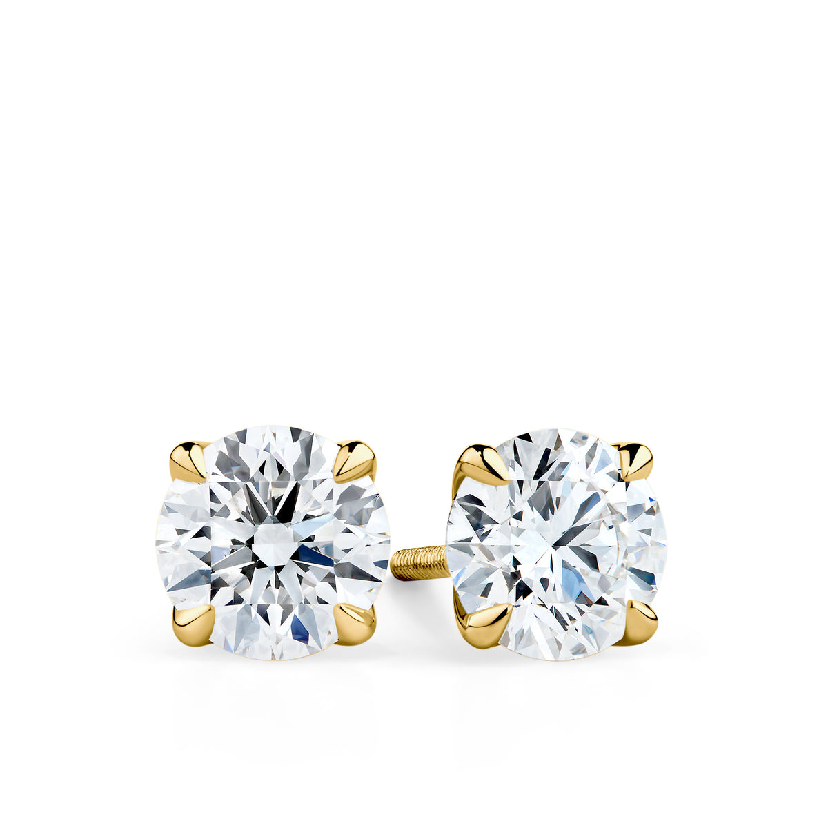 1.40ct Round Brilliant-Cut GIA-Certified Lab Grown Diamond Stud Earrings in 18ct Yellow Gold