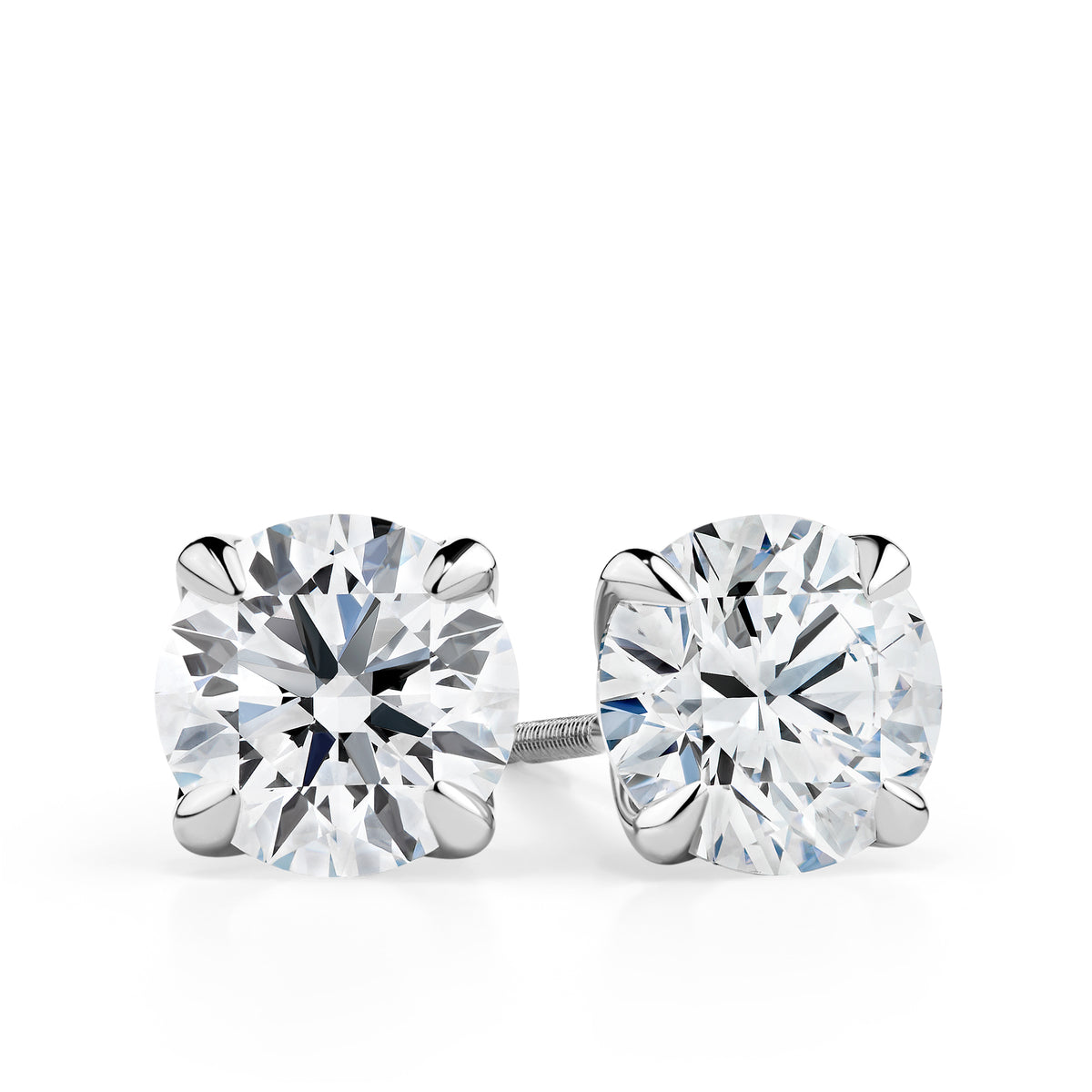 2.00ct Round Brilliant-Cut GIA-Certified Lab Grown Diamond Stud Earrings in 18ct White Gold