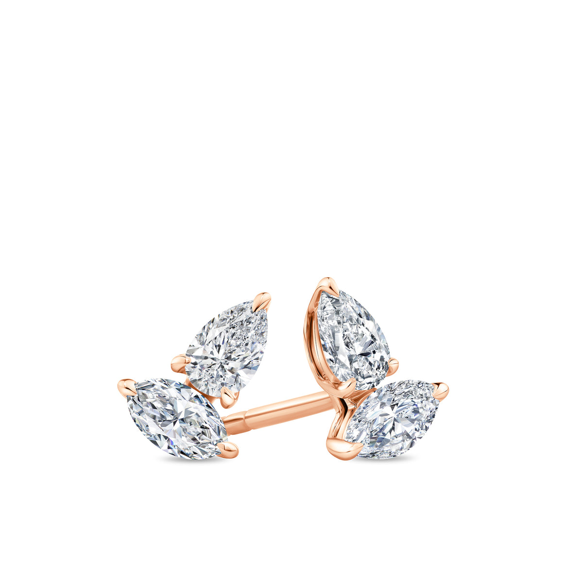 0.60ct TDW Marquise and Pear-Cut 'Toi et Moi' Lab Grown Diamond  Stud Earrings in 9ct Rose Gold