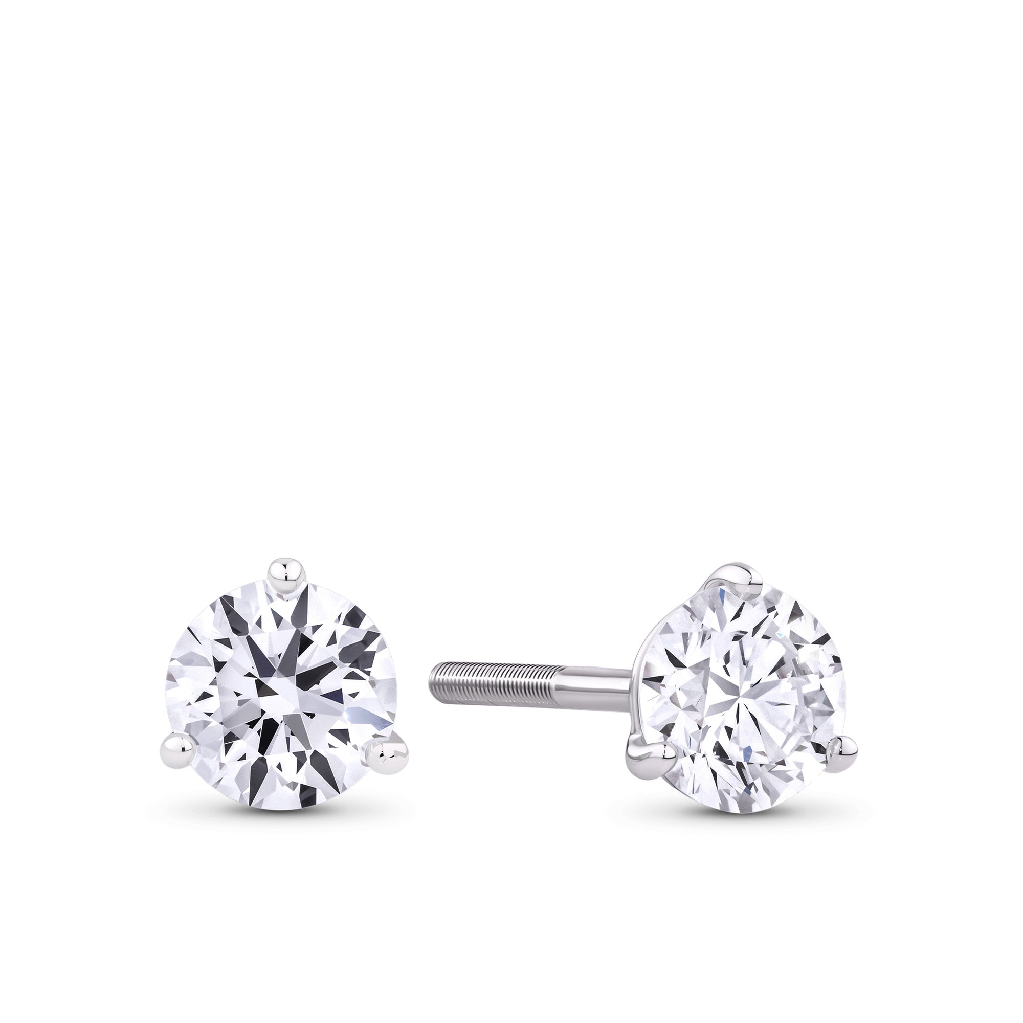 1.50ct TW Lab-Grown Diamond Solitaire Stud Earrings in 18ct White Gold