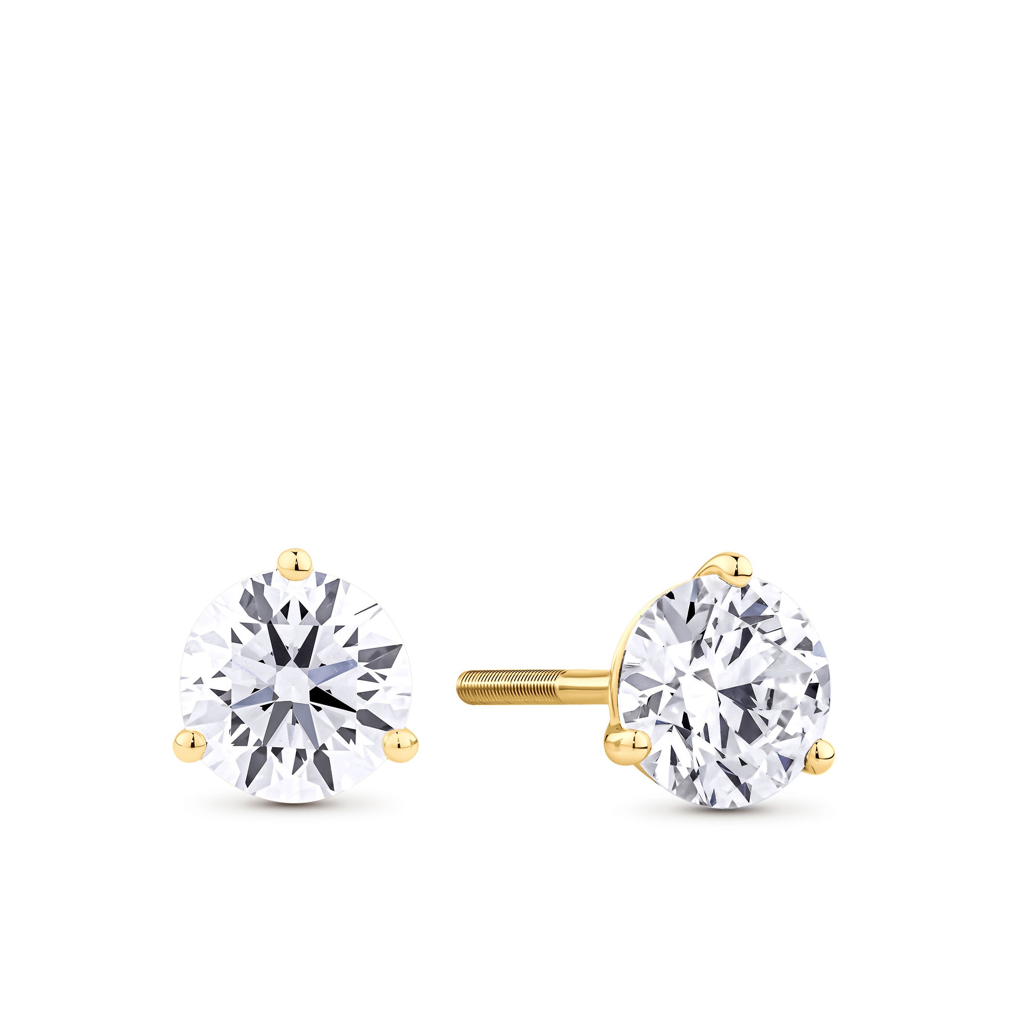 2.00ct TW Lab-Grown Diamond Solitaire Stud Earrings in 18ct Yellow Gold