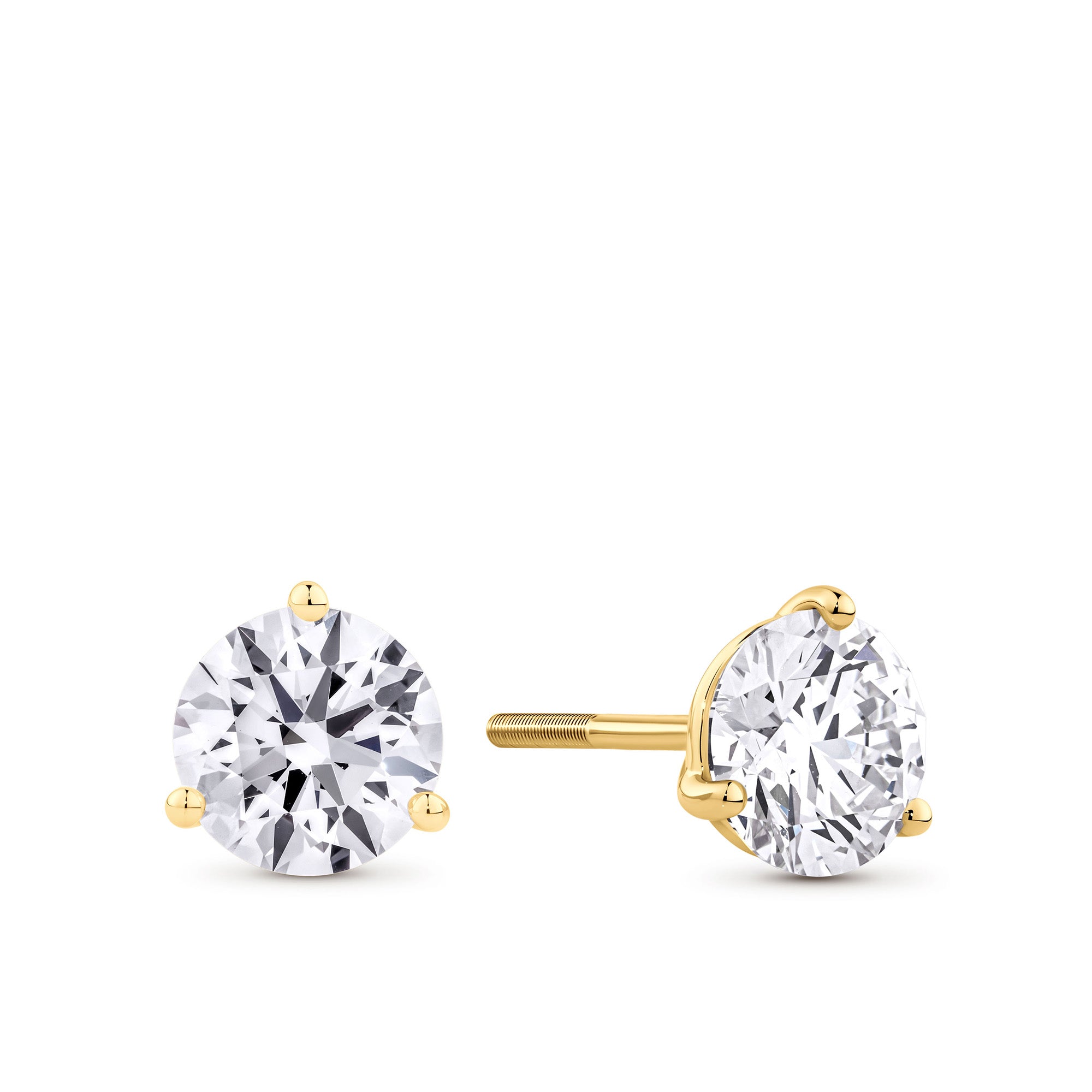 3.00ct TW Lab-Grown Diamond Solitaire Stud Earrings in 18ct Yellow Gold