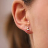 Marquise Cut White Opal and Lab-Grown Diamond Stud Earrings in 9ct Yellow Gold