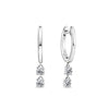 Front-on view of the Wallace Bishop 0.40 TDW Round Lab-Grown Diamond Drop Hoop Earrings in Sterling Silver, reference LGERSS08, with a hinged clasp. Each polished hoop has two claw-set round lab-grown diamonds hanging one above the other.