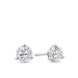 Front-on view of the Wallace Bishop 1.00 TDW Round Lab-Grown Diamond Solitaire Stud Earrings in Sterling Silver, reference LGERSS100, secured with butterfly backs. Each earring features a 0.50 carat round lab-grown diamond in a three-claw setting on polished sterling silver.