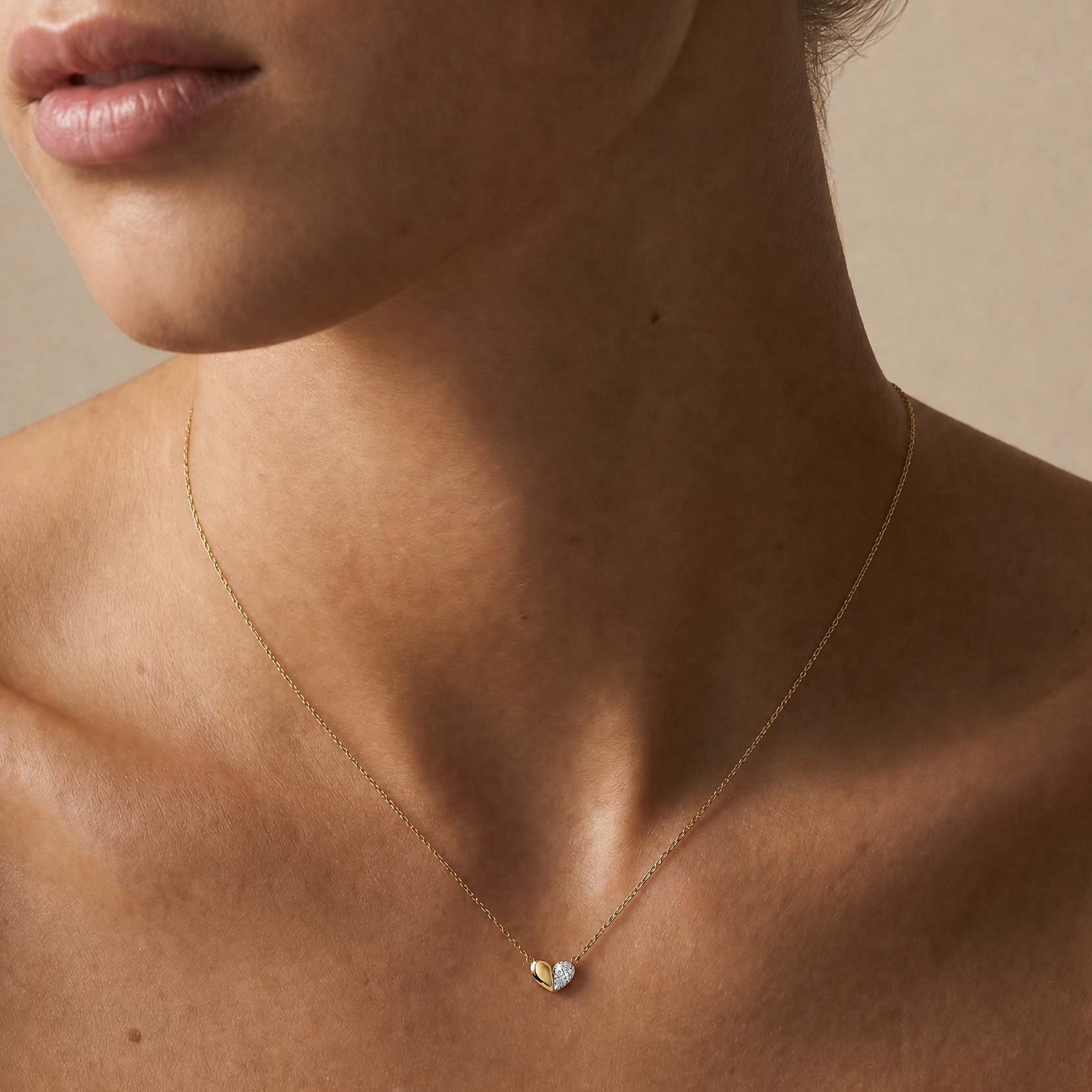 0.25ct TW Lab-Grown Diamond Heart Necklace in 9ct Yellow Gold