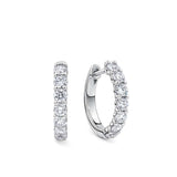 1.00ct TW Lab-Grown Diamond Huggie Earrings in Sterling Silver, photographed front on against a plain background. Each 16.3mm huggie earring features 7 individually set round lab-grown diamonds.