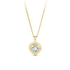 Front-on view of the Wallace Bishop 0.30 TDW Heart Lab-Grown Diamond Double Bezel Pendant in 9ct Yellow Gold, reference LGNDBH30. The polished gold pendant features a single heart-shaped lab-grown diamond in a double bezel setting, with a small bale at the top.