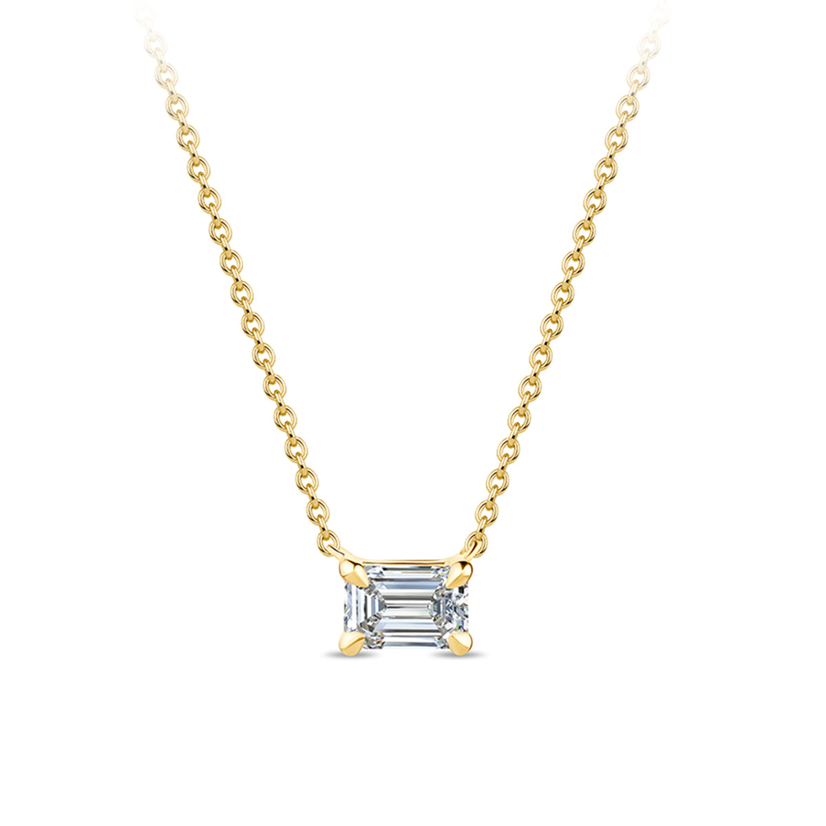 0.50ct Solitaire Emerald-Cut Lab Grown Diamond Necklace in 9ct Yellow Gold