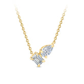 0.50ct TDW Emerald and Pear-Cut 'Toi et Moi' Lab Grown Diamond  Necklace in 9ct Yellow Gold