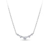 Front-on view of the Wallace Bishop 0.40 TDW Round Lab-Grown Diamond Necklace in Sterling Silver, reference LGNK040SS, on a cable chain. The necklace features a chevron-style row of claw-set round lab-grown diamonds, with the largest diamond at the centre.