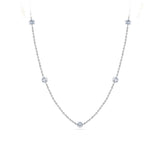 0.70ct TW Lab-Grown Diamond Station Necklace in Sterling Silver, photographed front on against a plain background. The 50cm chain features 7 individually spaced round brilliant cut lab-grown diamonds, each 2.9mm in size.