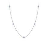 0.70ct TW Lab-Grown Diamond Station Necklace in Sterling Silver, photographed front on against a plain background. The 50cm chain features 7 individually spaced round brilliant cut lab-grown diamonds, each 2.9mm in size.