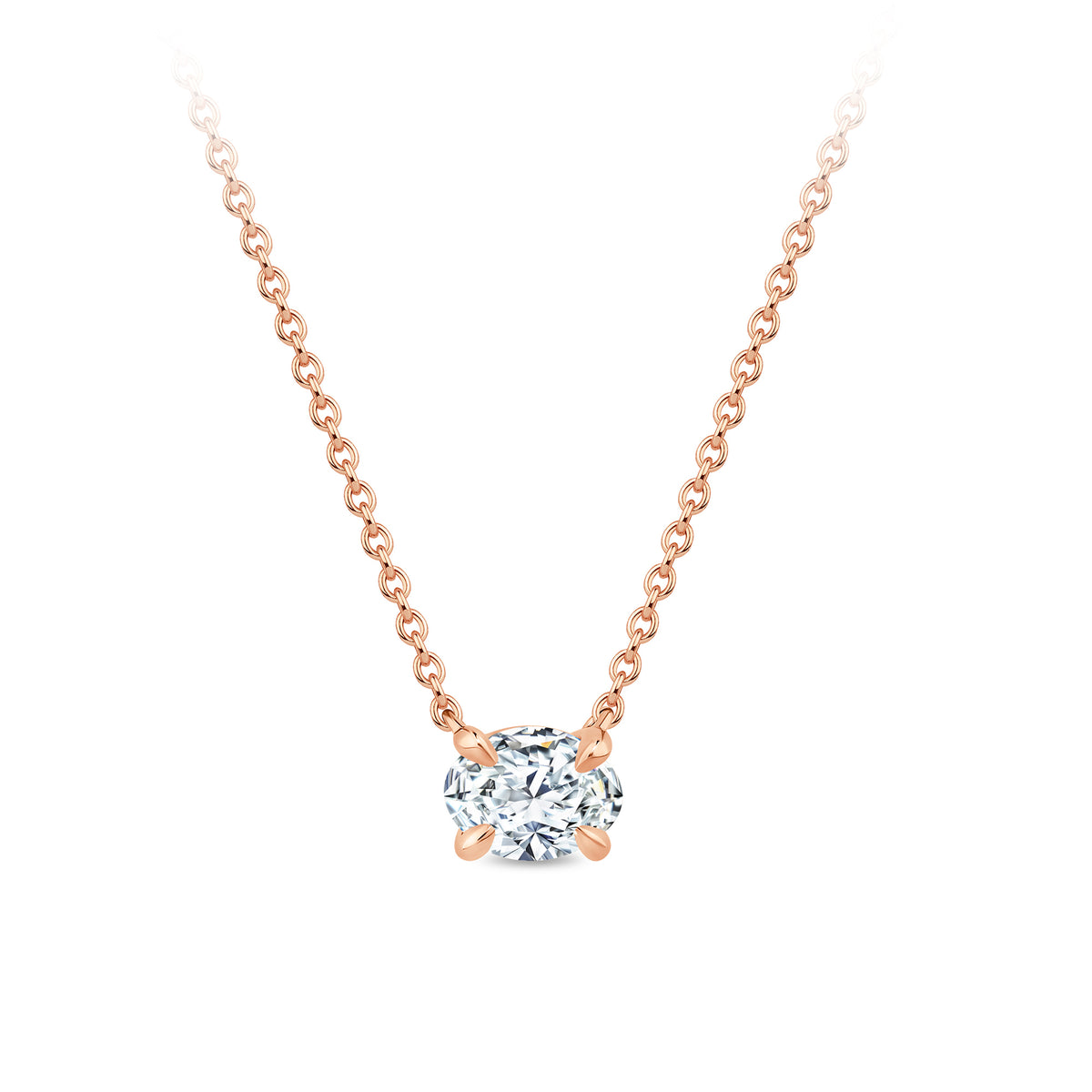 0.50ct Solitaire Oval-Cut Lab Grown Diamond Necklace in 9ct Rose Gold