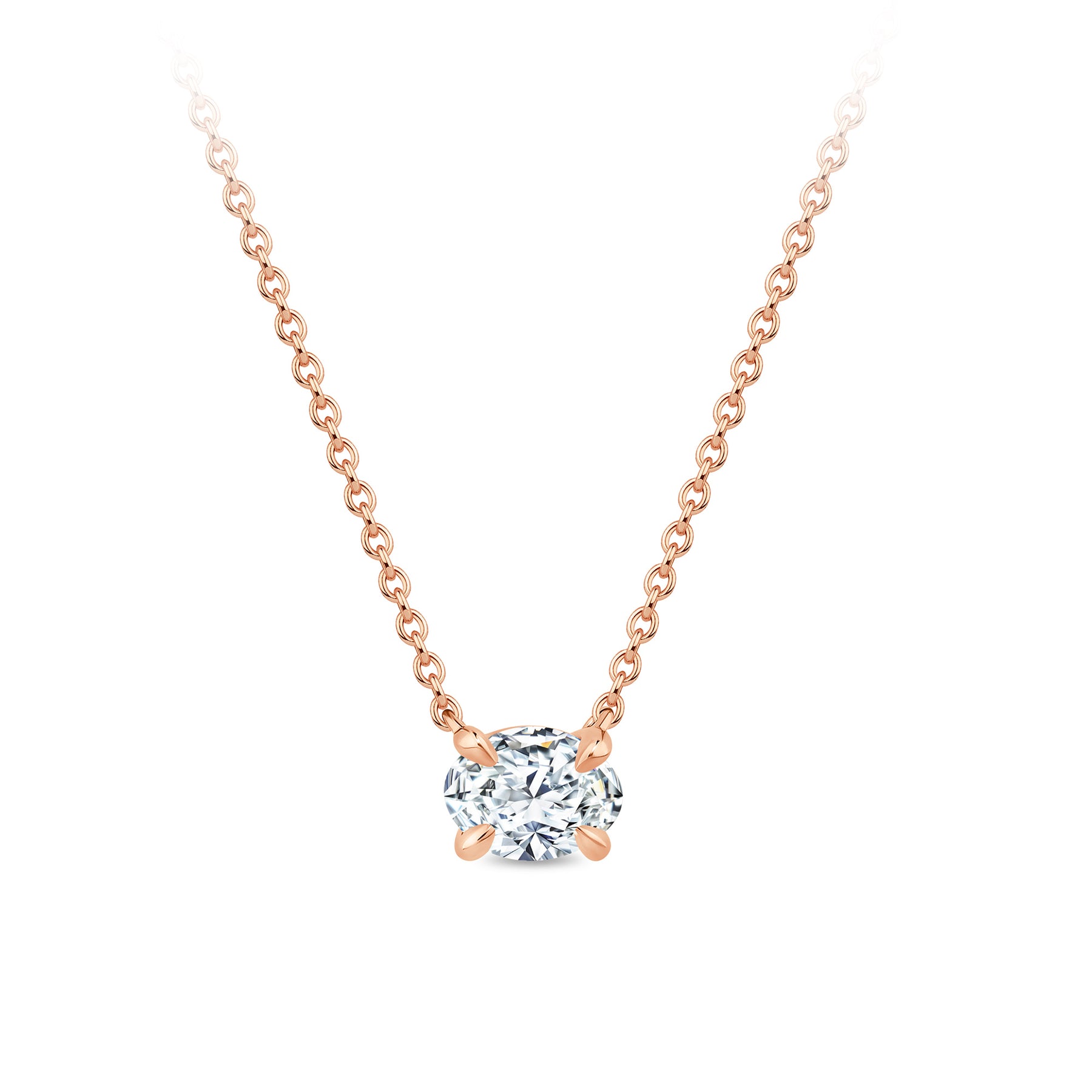 0.50ct Solitaire Oval-Cut Lab Grown Diamond Necklace in 9ct Rose Gold