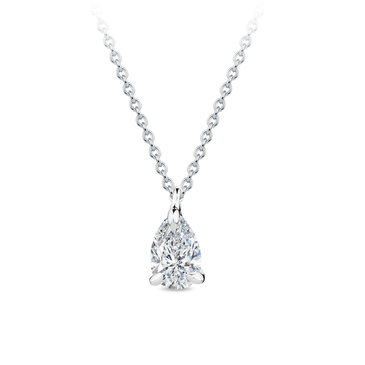 0.50ct Solitaire Pear-Cut Lab Grown Diamond Necklace in 9ct White Gold