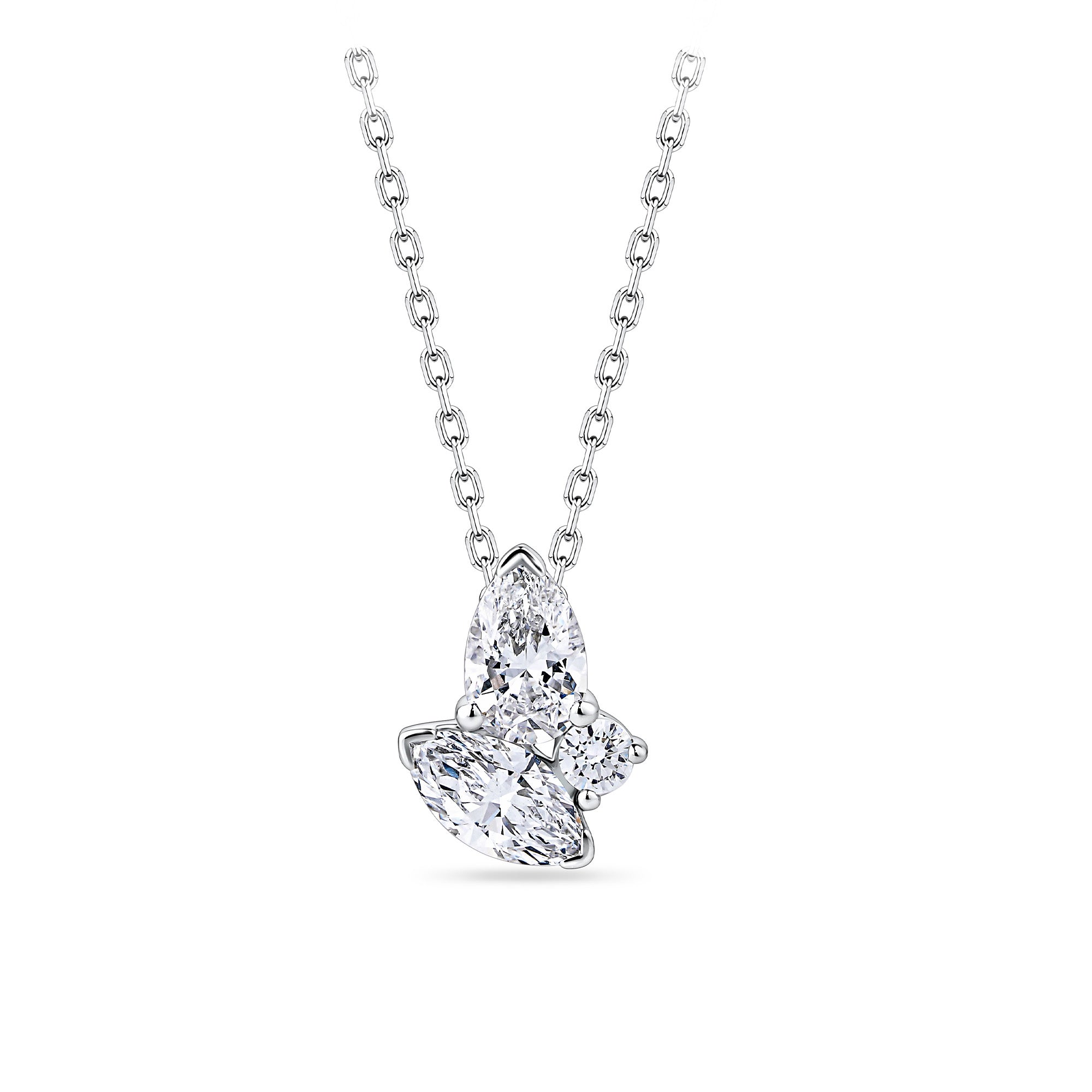 0.50ct TDW Lab-Grown Diamond Cluster Necklace in 9ct White Gold