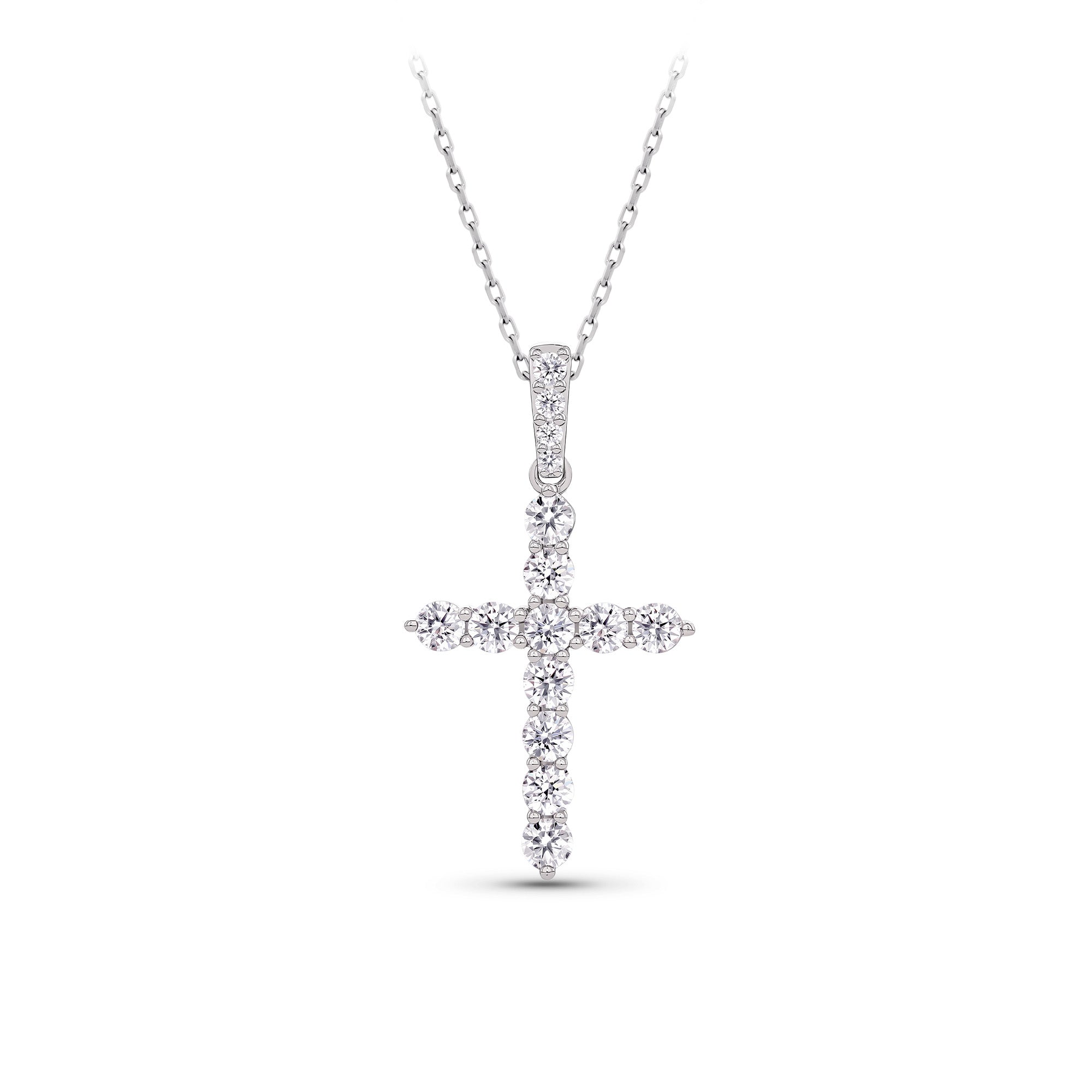 0.50ct TW Lab-Grown Diamond Cross Pendant with Chain in 9ct White Gold