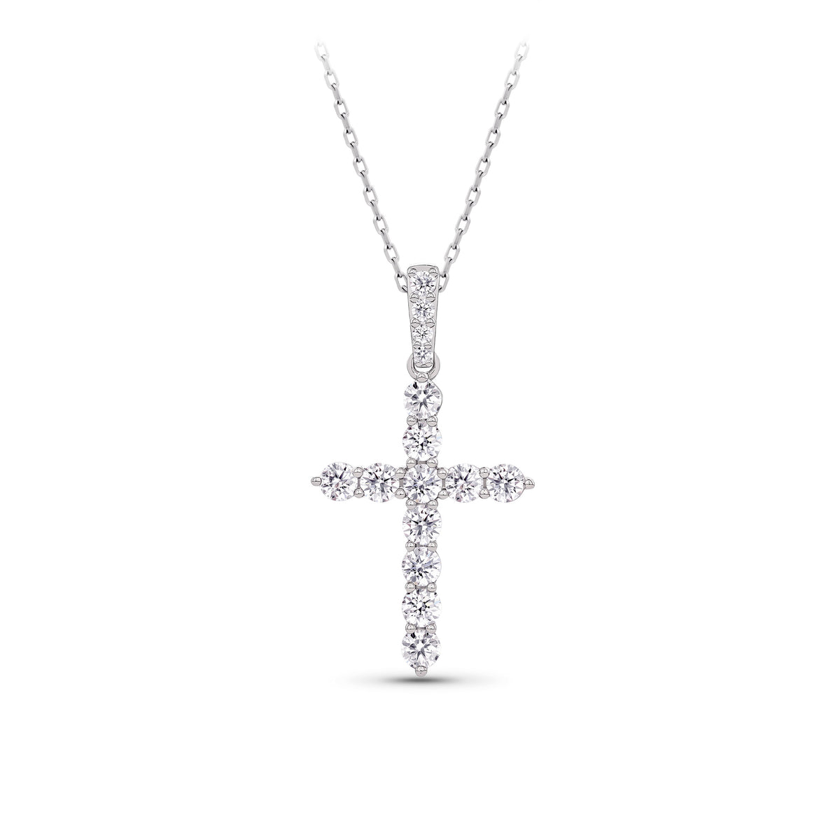 0.50ct TW Lab Grown Diamond Cross Pendant with Chain in 9ct White Gold