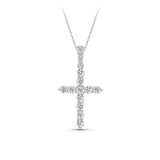 1.00ct TW Lab-Grown Diamond Cross Pendant with Chain in 9ct White Gold