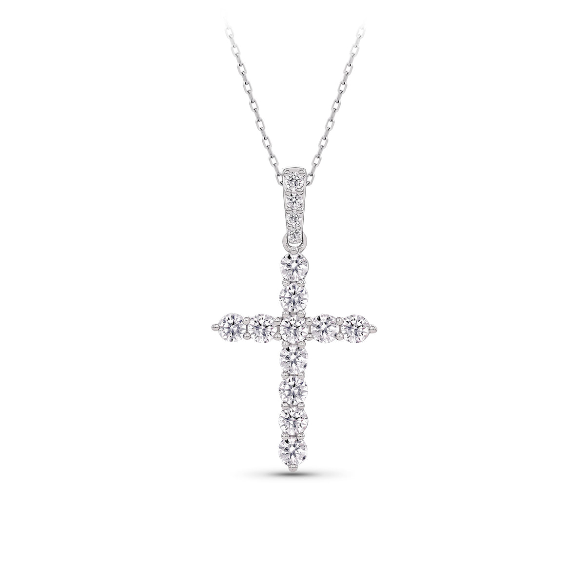 1.00ct TW Lab Grown Diamond Cross Pendant with Chain in 9ct White Gold
