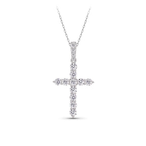 1.00ct TW Lab Grown Diamond Cross Pendant with Chain in 9ct White Gold