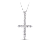2.00ct TW Lab-Grown Diamond Cross Pendant with Chain in 9ct White Gold