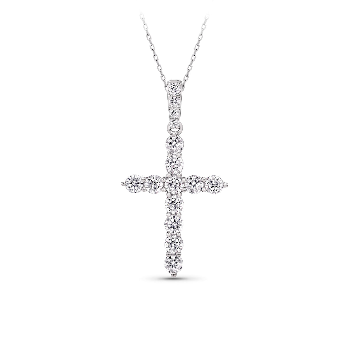 2.00ct TW Lab Grown Diamond Cross Pendant with Chain in 9ct White Gold