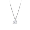 Front-on view of the Wallace Bishop 1.00 TDW Round Lab-Grown Diamond Solitaire Pendant in Sterling Silver, reference LGPDSS100, on a fine cable chain with a parrot clasp. The pendant features a 1 carat round brilliant cut lab-grown diamond in a three-claw setting, hanging from a small bale.