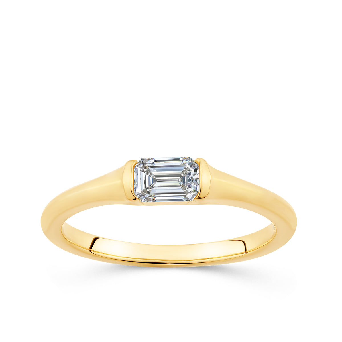 0.40ct Emerald-Cut Lab Grown Diamond Ring in 9ct Yellow Gold