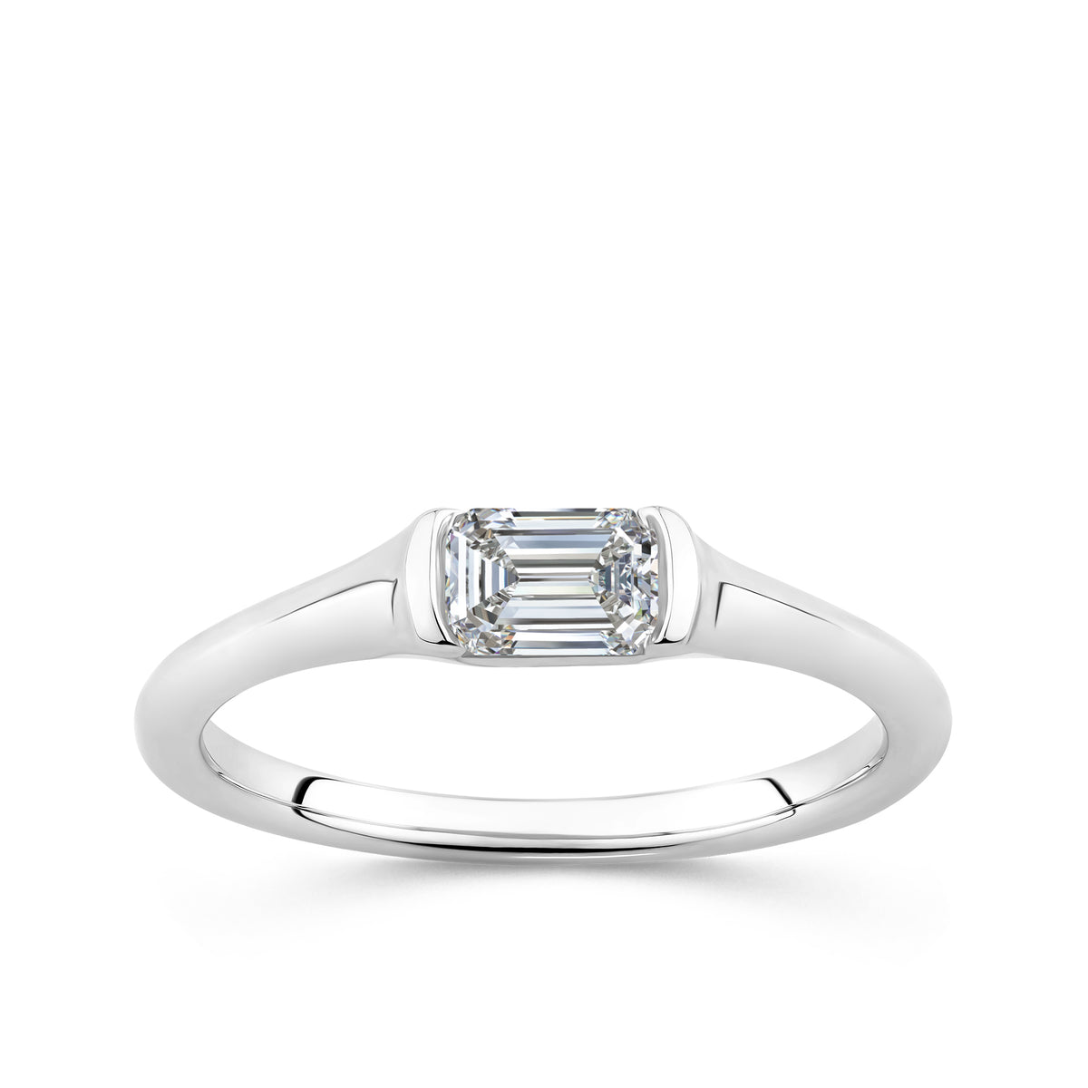 0.50ct Emerald-Cut Lab Grown Diamond Ring in 9ct White Gold
