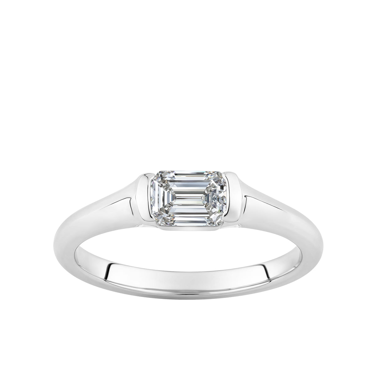 0.75ct Emerald-Cut Lab Grown Diamond Ring in 9ct White Gold