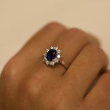 Lab-Grown Sapphire & 0.75ct TDW Lab-Grown Diamond Ring in 9ct White Gold