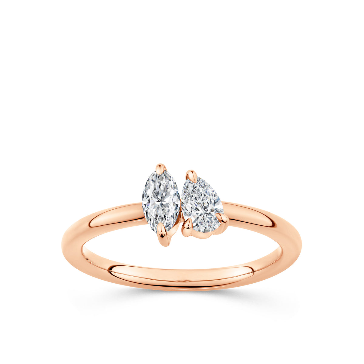 0.50ct TDW Marquise and Oval Cut Lab Diamond Toi et Moi Ring in 9ct Rose Gold