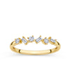 0.18ct TW Lab-Grown Diamond Scatter Ring in 9ct Yellow Gold, photographed front on against a plain background. The band features a scattered mix of round brilliant and baguette cut lab-grown diamonds.