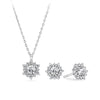 The Wallace Bishop 1.00ct TDW Round Lab-Grown Diamond Pendant & Earring Set in Sterling Silver, reference LGSET005SS, shown together as a matching pendant and earring set. Both pieces feature round brilliant cut lab-grown diamonds set in sterling silver, designed to be worn together as a coordinated jewellery set.