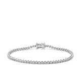 Front-on view of the Wallace Bishop 1.00ct TDW Round Lab-Grown Diamond Tennis Bracelet in Sterling Silver, reference LGTB100SS, showing the continuous row of claw-set round brilliant cut diamonds along the band. This lab-grown diamond tennis bracelet features a polished silver finish and secure box clasp