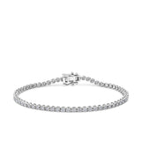 Front-on view of the Wallace Bishop 2.00ct TDW Round Lab-Grown Diamond Tennis Bracelet in Sterling Silver, reference LGTB200SS, showing the continuous row of claw-set round brilliant cut diamonds along the band. This lab-grown diamond tennis bracelet features a polished silver finish and secure box clasp.