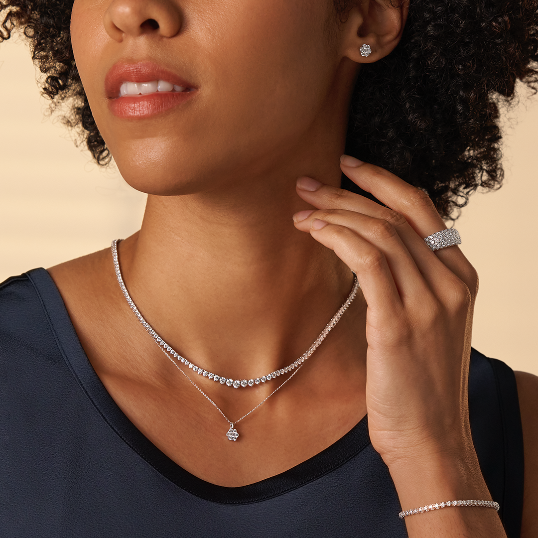 6.00ct TW Lab-Grown Diamond Graduated Necklace in 18ct White Gold