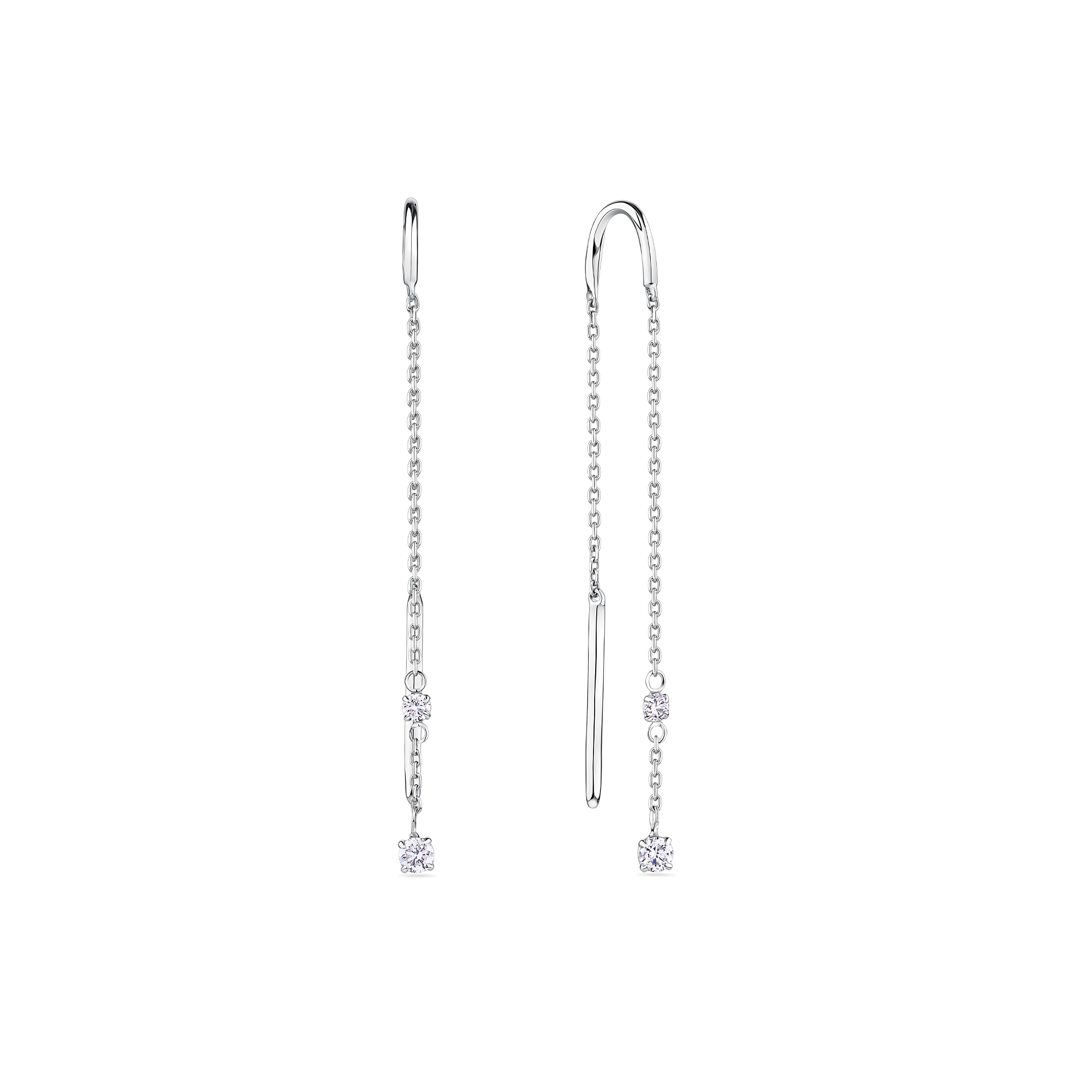 Lab-Grown Diamond Drop Earrings in Sterling Silver