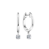 Lab Grown Diamond Drop Huggie Earrings in Sterling Silver