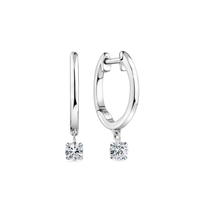 Lab Grown Diamond Drop Huggie Earrings in Sterling Silver