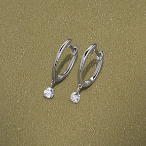 Lab Grown Diamond Drop Huggie Earrings in Sterling Silver